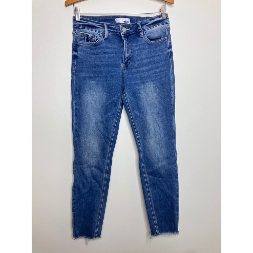 Vervet Skinny Jeans Womens 29 Blue Excellent Raw Hem Stretch Cropped V2159M